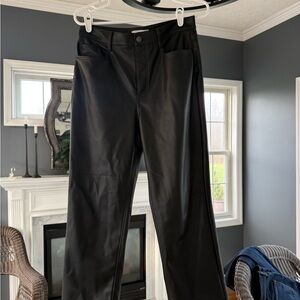 LOFT Black Faux Leather Pants size 28 petite